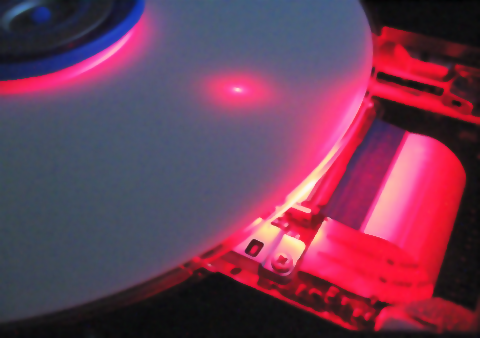 Laser escribiendo en un DVD