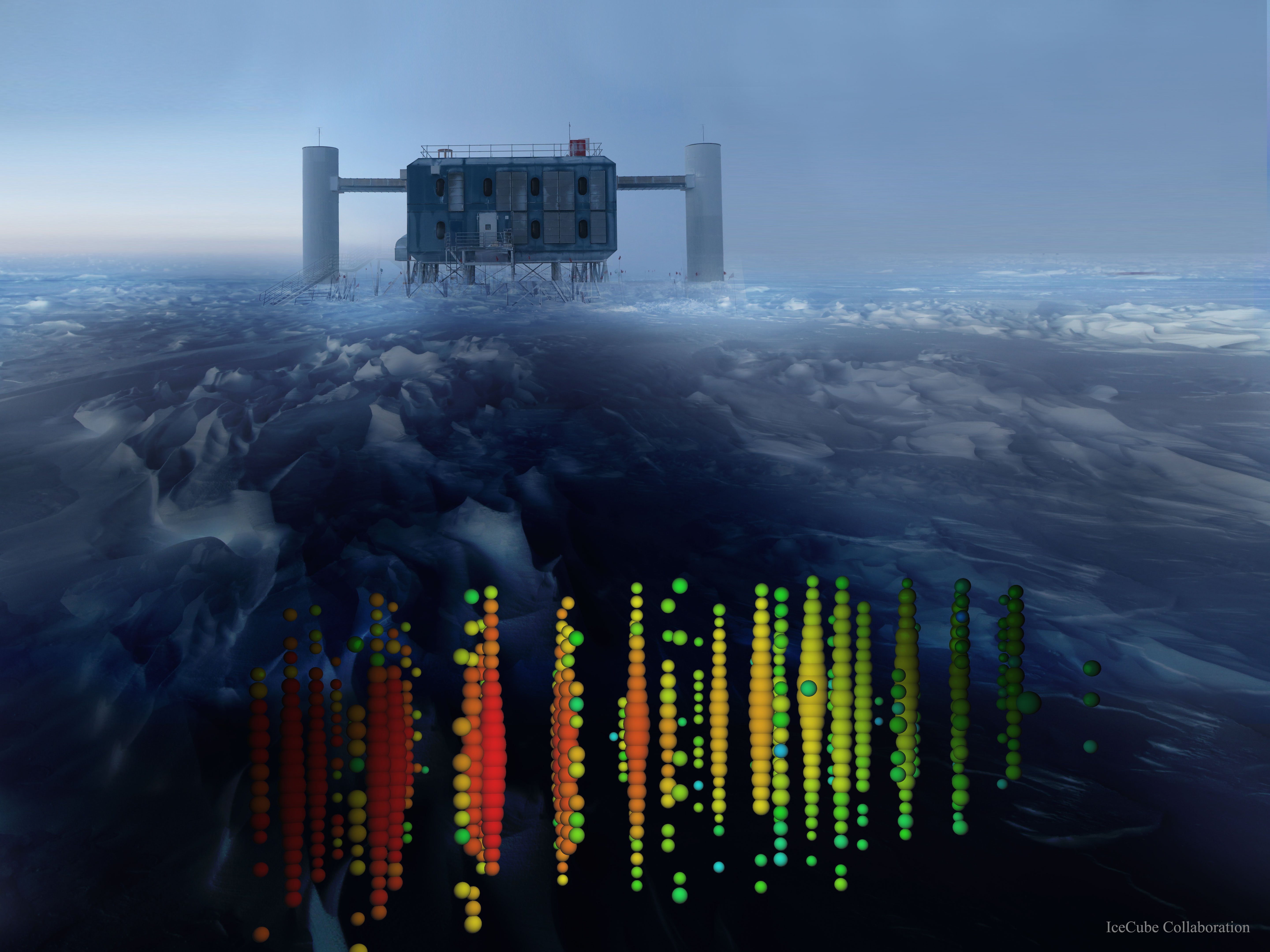 Neutrinos distantes detectados bajo el hielo antártico