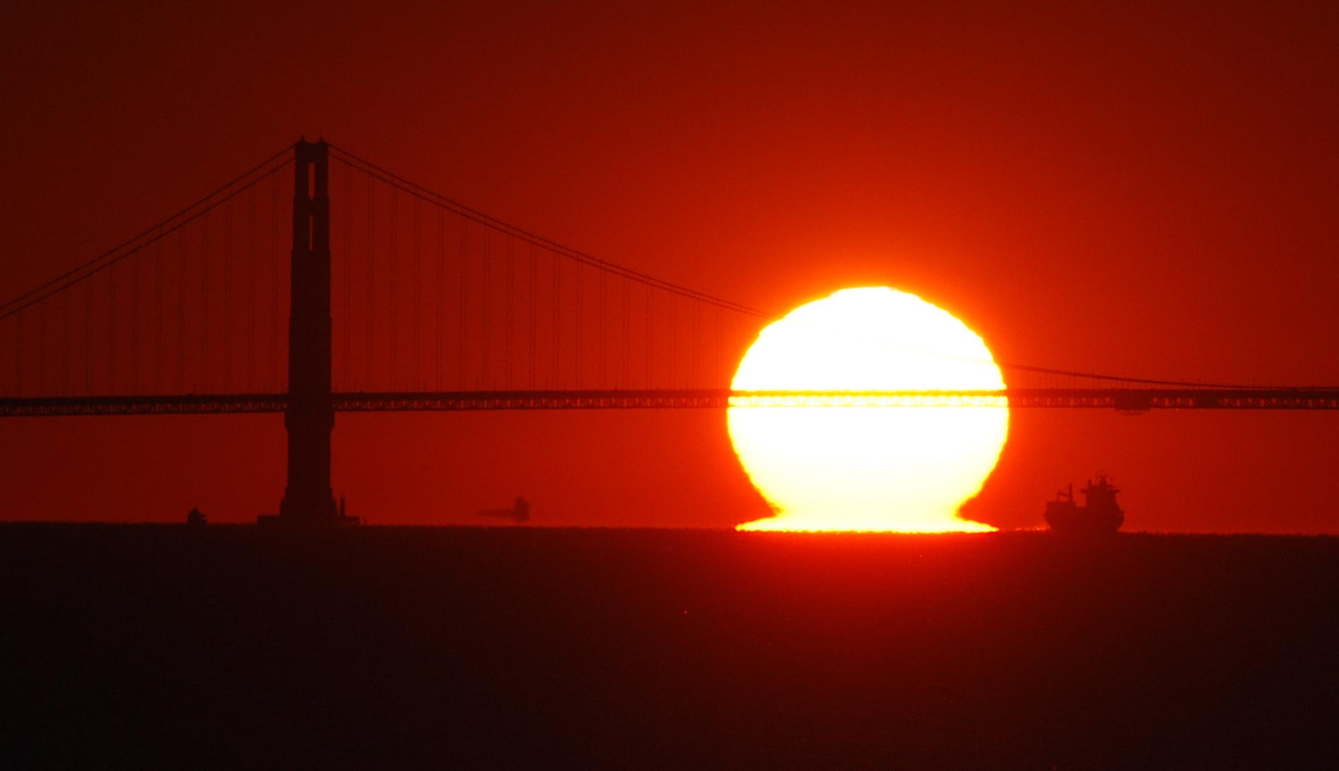Puesta de Sol en el Golden Gate con rayo verde