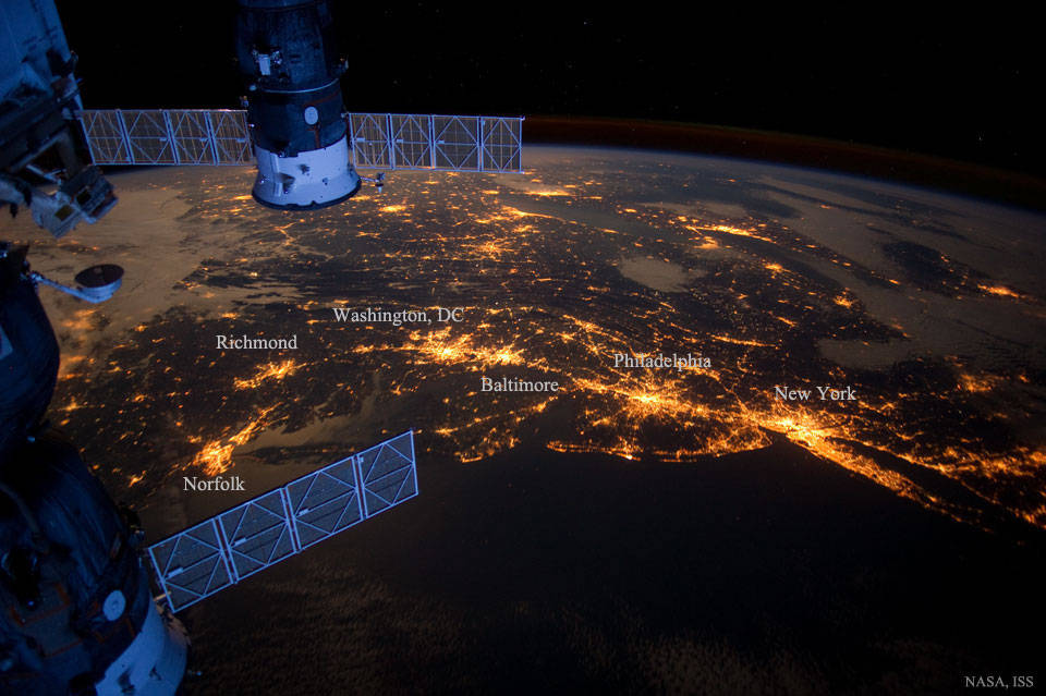 Megalópolis en el noreste de EEUU desde el espacio